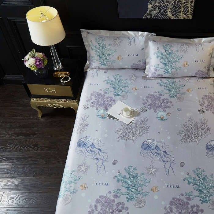 91家纺网 家纺一手货源 找家纺 威克凯丽 2024新款特价款竹语天丝软凉席三件套 海底世界