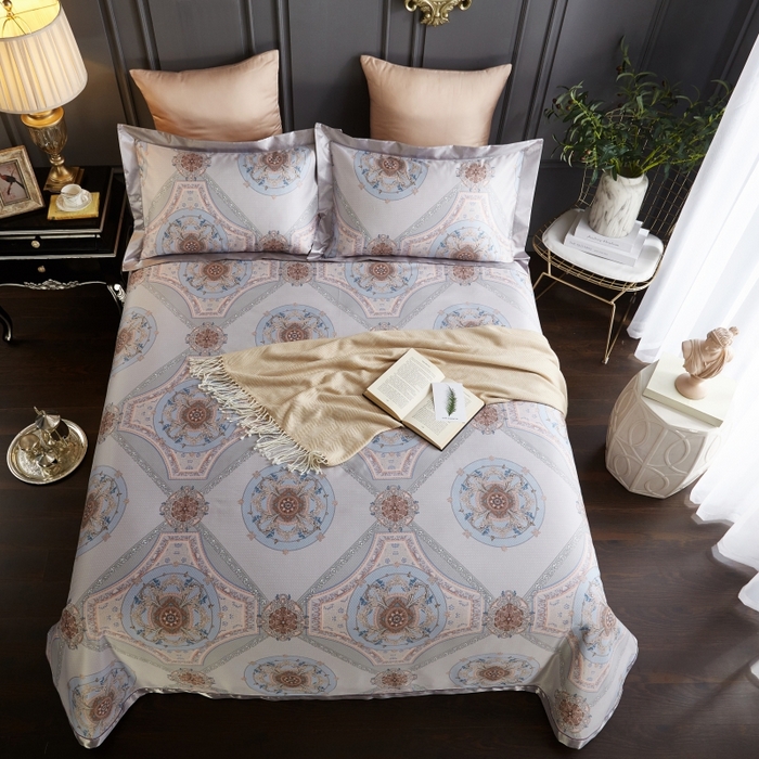 91家纺网 家纺一手货源 找家纺 威克凯丽 2024新款特价款竹语天丝软凉席三件套 普罗旺斯