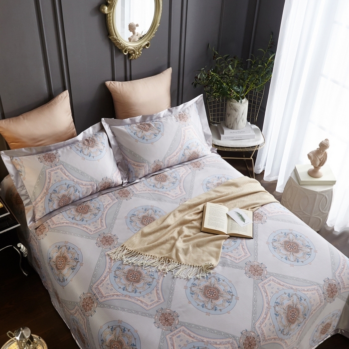 91家纺网 家纺一手货源 找家纺 威克凯丽 2024新款特价款竹语天丝软凉席三件套 普罗旺斯