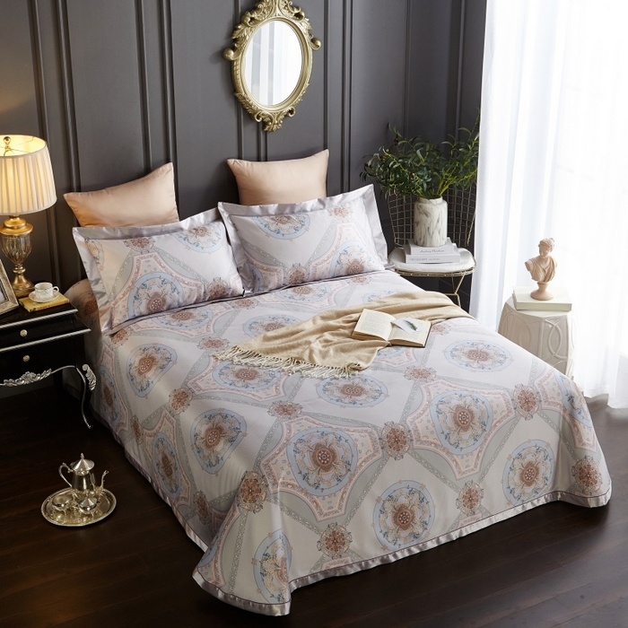 91家纺网 家纺一手货源 找家纺 威克凯丽 2024新款特价款竹语天丝软凉席三件套 普罗旺斯