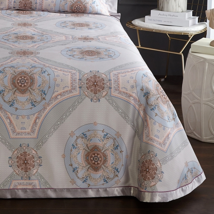 91家纺网 家纺一手货源 找家纺 威克凯丽 2024新款特价款竹语天丝软凉席三件套 普罗旺斯