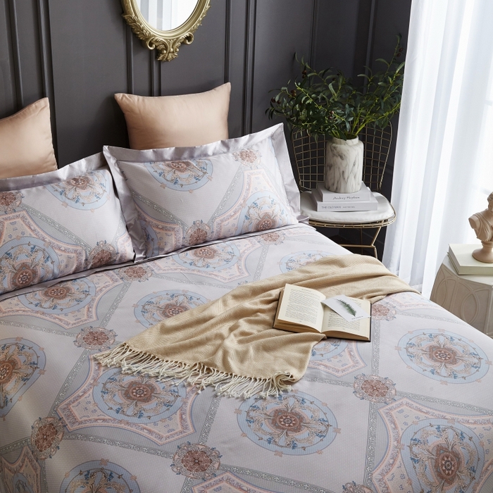 91家纺网 家纺一手货源 找家纺 威克凯丽 2024新款特价款竹语天丝软凉席三件套 普罗旺斯