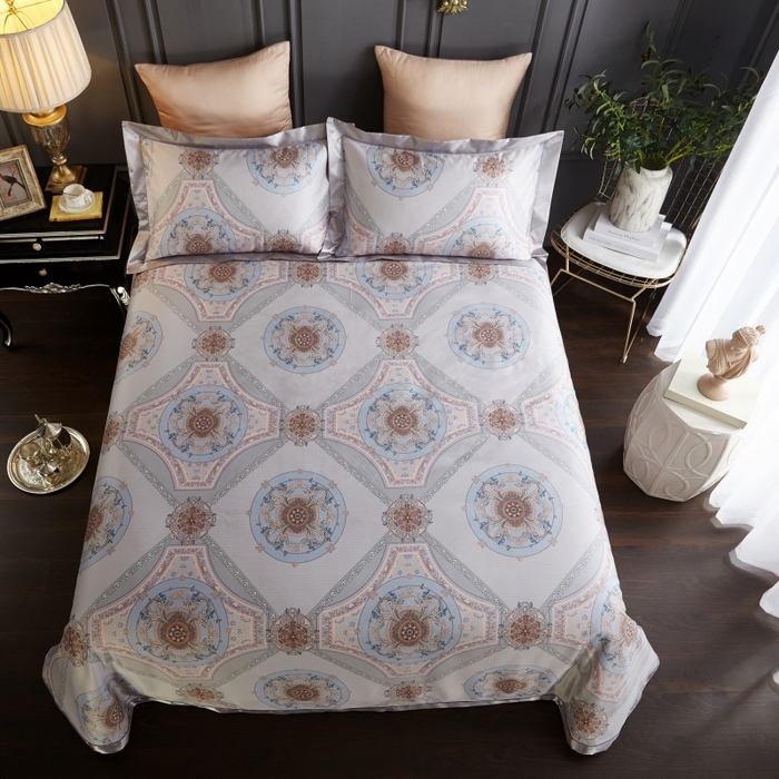 91家纺网 家纺一手货源 找家纺 威克凯丽 2024新款特价款竹语天丝软凉席三件套 普罗旺斯