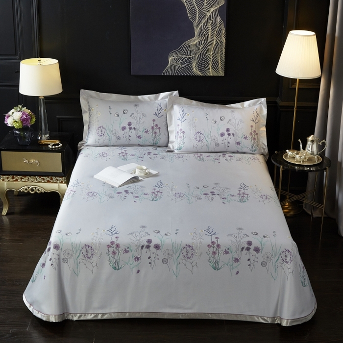 91家纺网 家纺一手货源 找家纺 威克凯丽 2024新款特价款竹语天丝软凉席三件套 微微花语