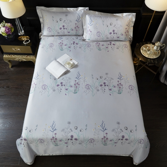 91家纺网 家纺一手货源 找家纺 威克凯丽 2024新款特价款竹语天丝软凉席三件套 微微花语