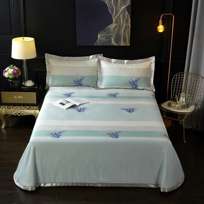 91家纺网 家纺一手货源 找家纺 威克凯丽 2024新款特价款竹语天丝软凉席三件套 仲夏之夜