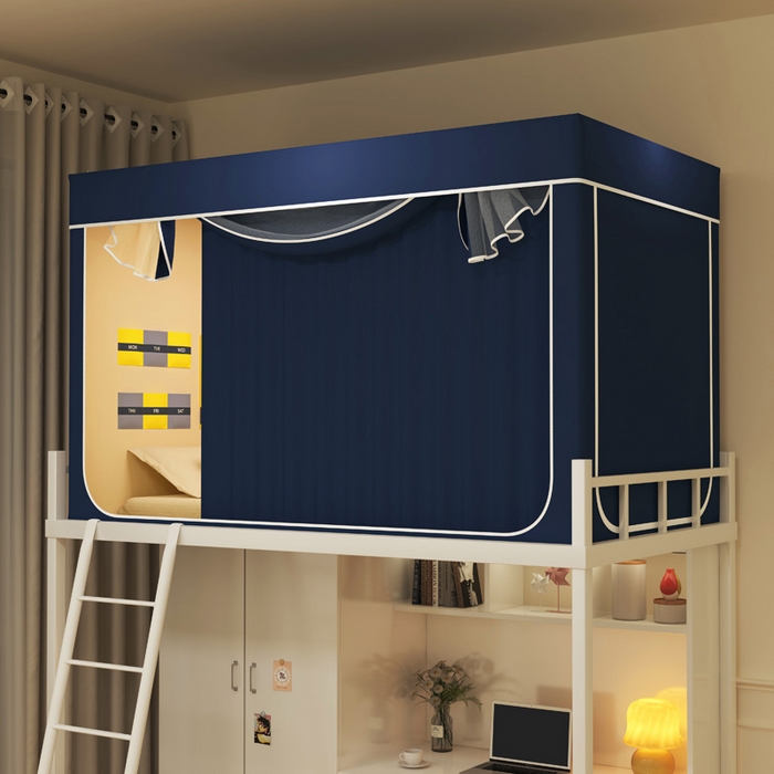 宅部落 2025新款学生床帘宿舍上下铺床帘式强遮光学生蚊帐-纯色系列 纯色-藏蓝色