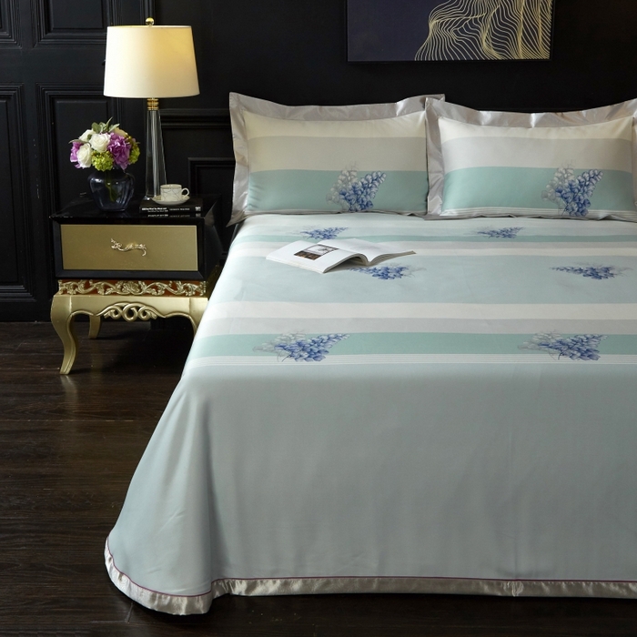 91家纺网 家纺一手货源 找家纺 威克凯丽 2024新款特价款竹语天丝软凉席三件套 仲夏之夜