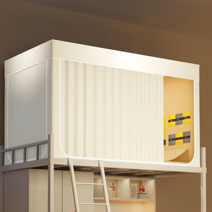 91家纺网 家纺一手货源 找家纺 宅部落 2025新款学生床帘宿舍上下铺床帘式强遮光学生蚊帐-纯色系列 纯色-淡米黄