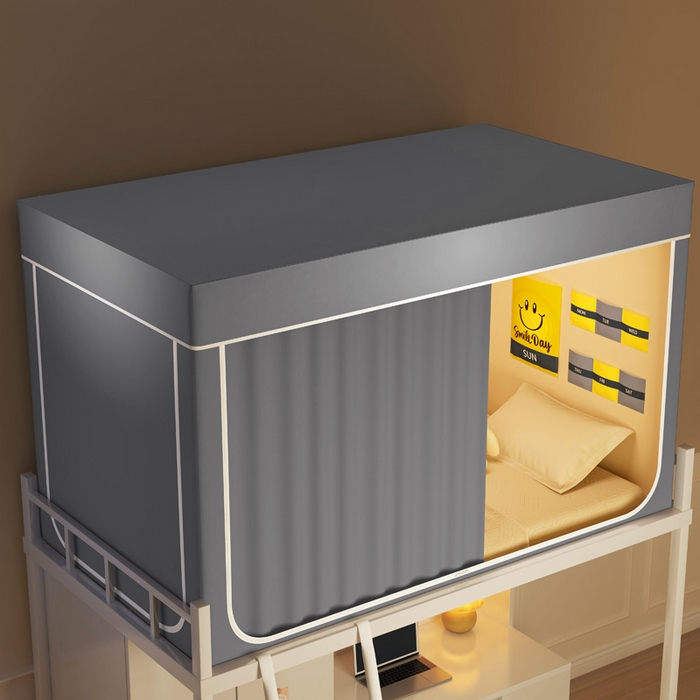 91家纺网 家纺一手货源 找家纺 宅部落 2025新款学生床帘宿舍上下铺床帘式强遮光学生蚊帐-纯色系列 纯色-灰色