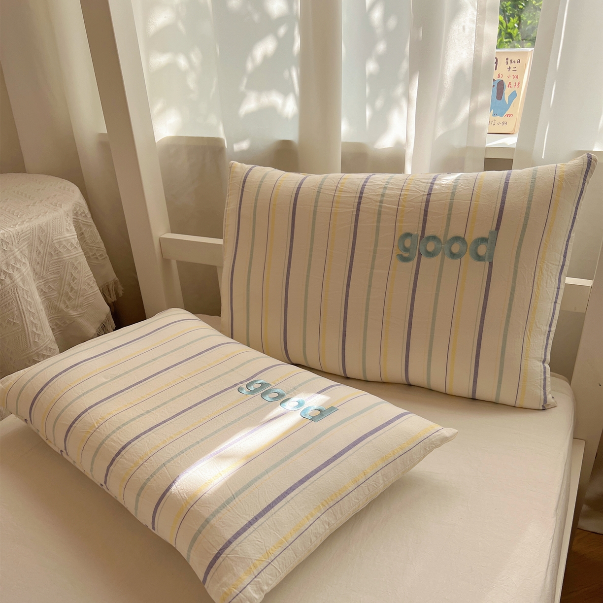 91家纺网 家纺一手货源 找家纺 丽涵家纺 2025新款全棉纯棉色织水洗棉刺绣婴幼儿童枕套枕套单件单枕套-儿童款 韵律-紫