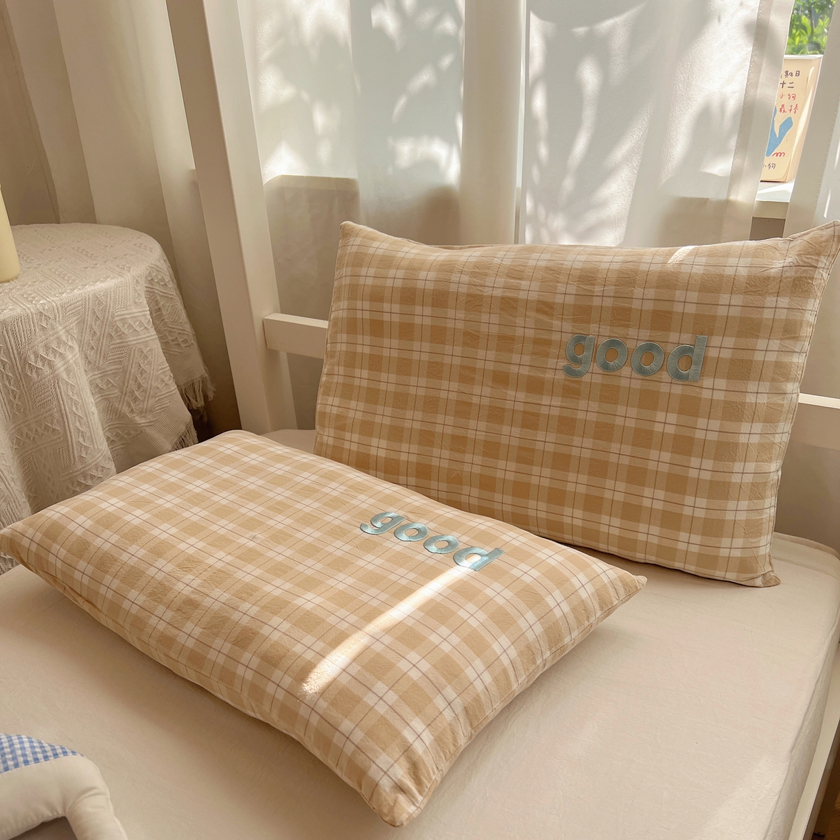 91家纺网 家纺一手货源 找家纺 丽涵家纺 2025新款全棉纯棉色织水洗棉刺绣婴幼儿童枕套枕套单件单枕套-儿童款 尚格-咖