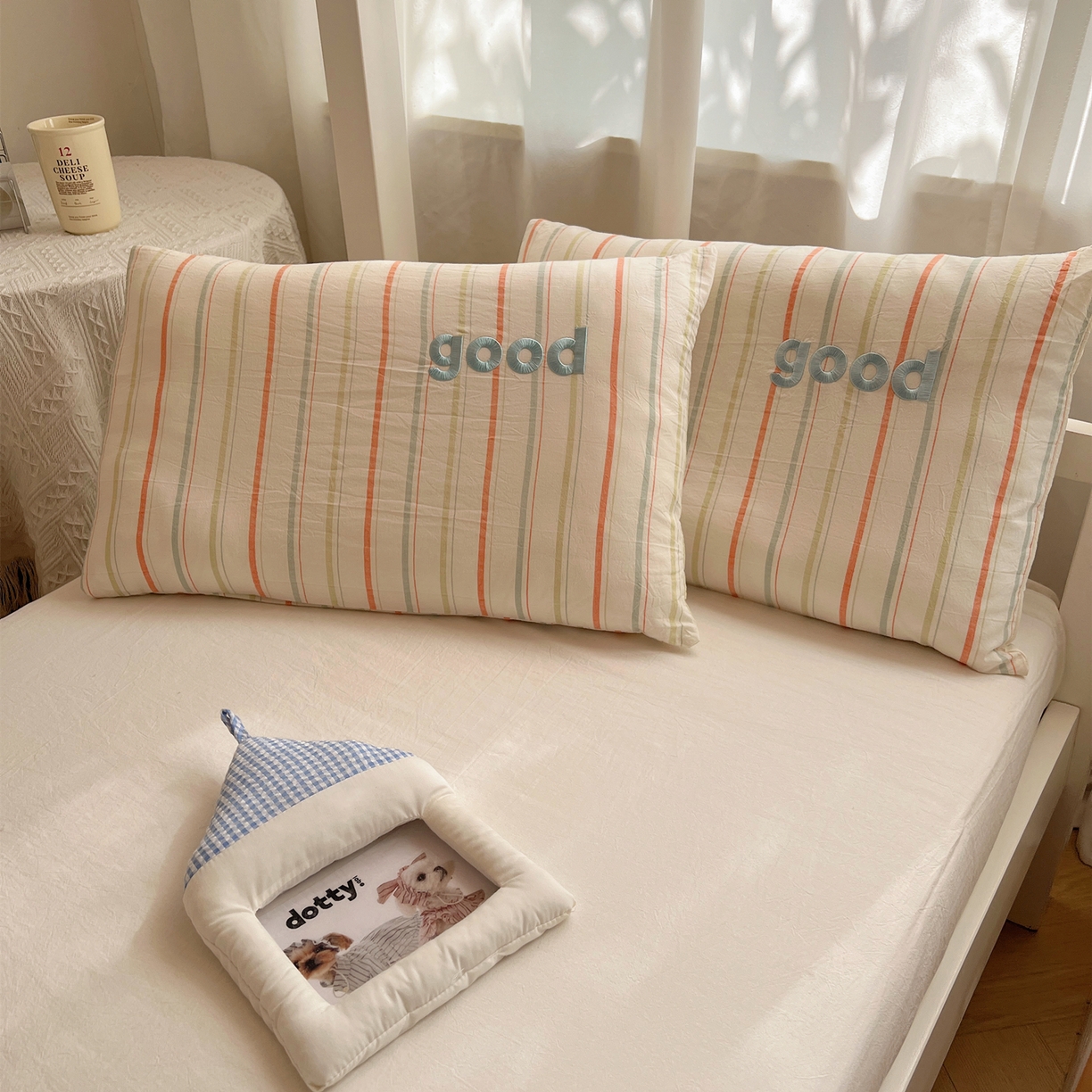 丽涵家纺 2025新款全棉纯棉色织水洗棉刺绣婴幼儿童枕套枕套单件单枕套-儿童款 韵律-绿