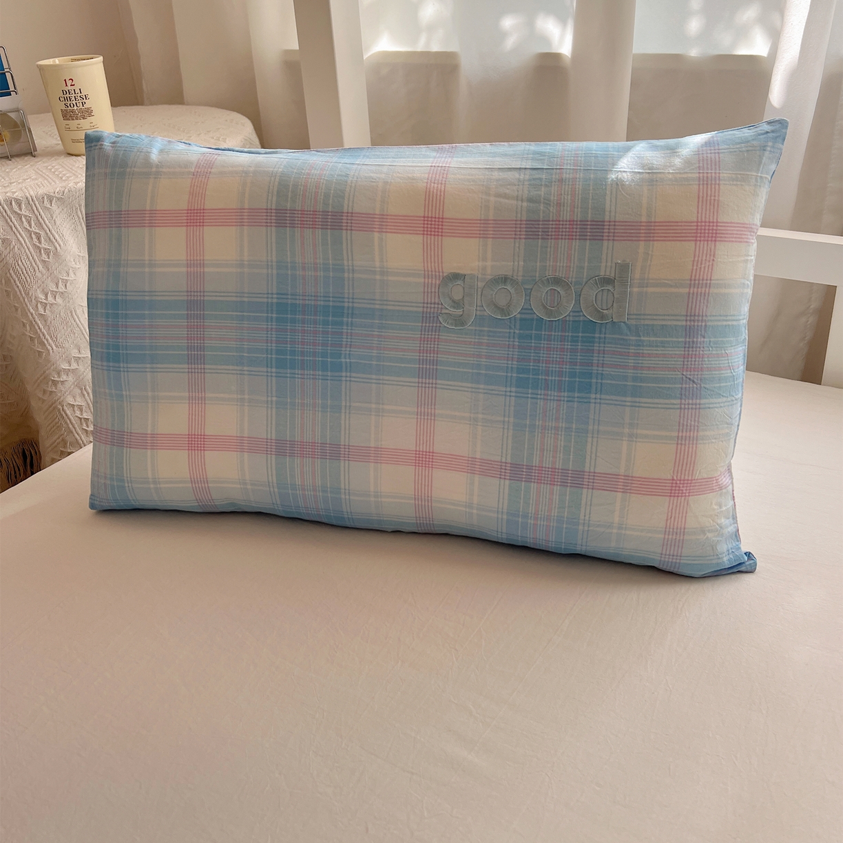 91家纺网 家纺一手货源 找家纺 丽涵家纺 2025新款全棉纯棉色织水洗棉刺绣婴幼儿童枕套枕套单件单枕套-儿童款 梦想-蓝