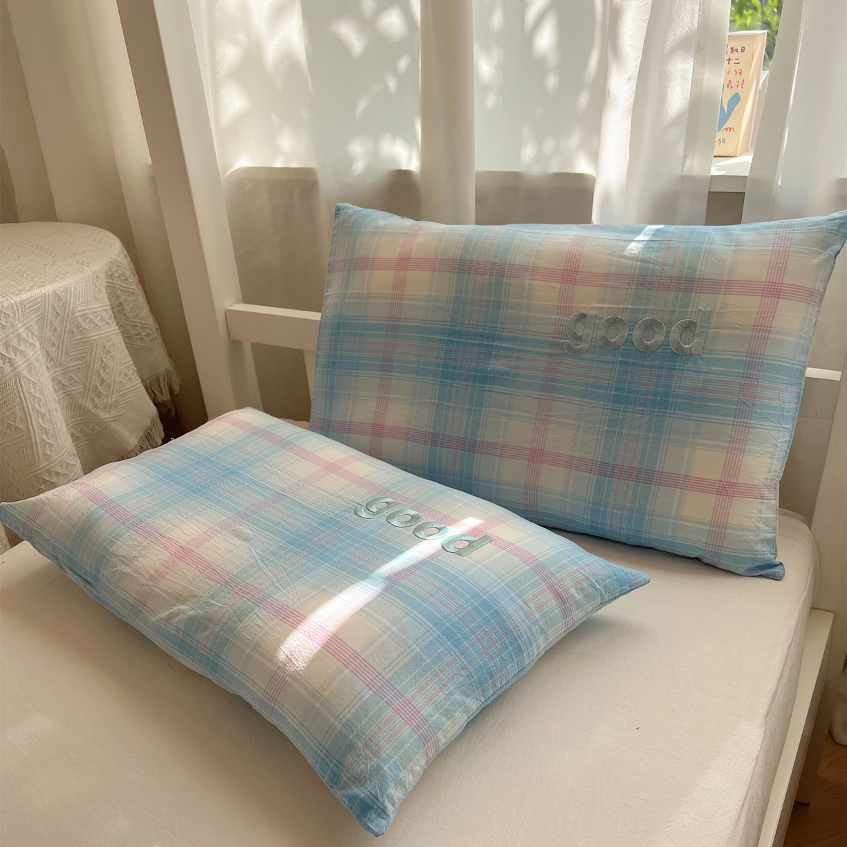 91家纺网 家纺一手货源 找家纺 丽涵家纺 2025新款全棉纯棉色织水洗棉刺绣婴幼儿童枕套枕套单件单枕套-儿童款 梦想-蓝