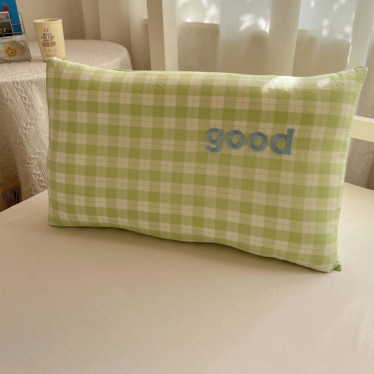 91家纺网 家纺一手货源 找家纺 丽涵家纺 2025新款全棉纯棉色织水洗棉刺绣婴幼儿童枕套枕套单件单枕套-儿童款 尚格-绿