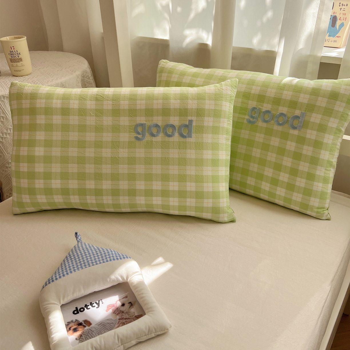 丽涵家纺 2025新款全棉纯棉色织水洗棉刺绣婴幼儿童枕套枕套单件单枕套-儿童款 尚格-绿