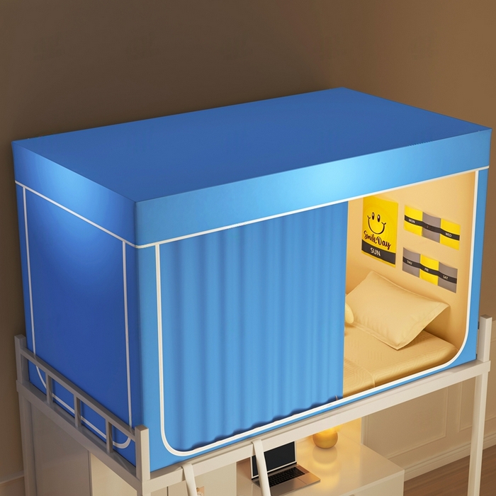 91家纺网 家纺一手货源 找家纺 宅部落 2025新款学生床帘宿舍上下铺床帘式强遮光学生蚊帐-纯色系列 纯色-天蓝色