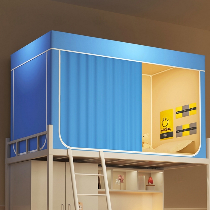 91家纺网 家纺一手货源 找家纺 宅部落 2025新款学生床帘宿舍上下铺床帘式强遮光学生蚊帐-纯色系列 纯色-天蓝色