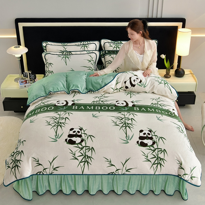 91家纺网 家纺一手货源 找家纺 （总）诺梵家纺 2025新款8斤加厚保暖金貂绒牛奶绒印花四件套