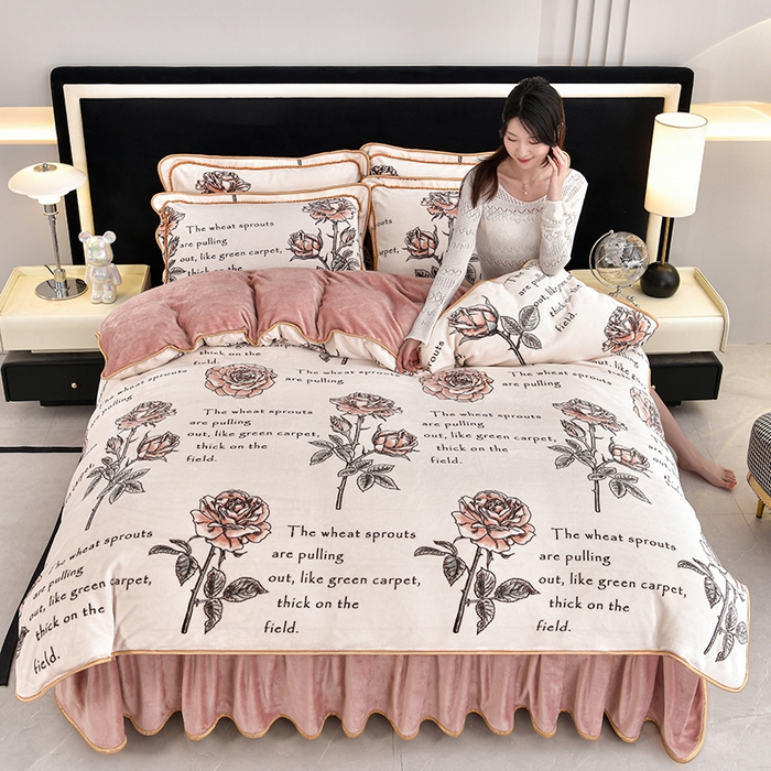 91家纺网 家纺一手货源 找家纺 （总）诺梵家纺 2025新款8斤加厚保暖金貂绒牛奶绒印花四件套