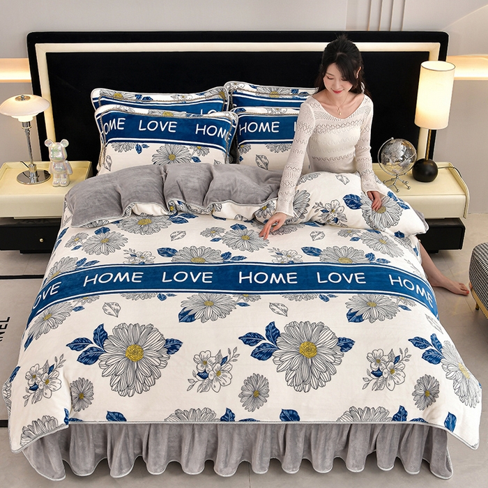 91家纺网 家纺一手货源 找家纺 （总）诺梵家纺 2025新款8斤加厚保暖金貂绒牛奶绒印花四件套