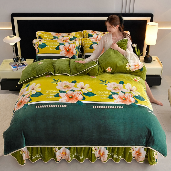 91家纺网 家纺一手货源 找家纺 （总）诺梵家纺 2025新款8斤加厚保暖金貂绒牛奶绒印花四件套