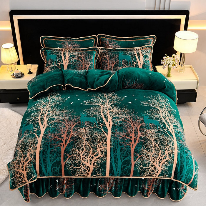 91家纺网 家纺一手货源 找家纺 （总）诺梵家纺 2025新款8斤加厚保暖金貂绒牛奶绒印花四件套