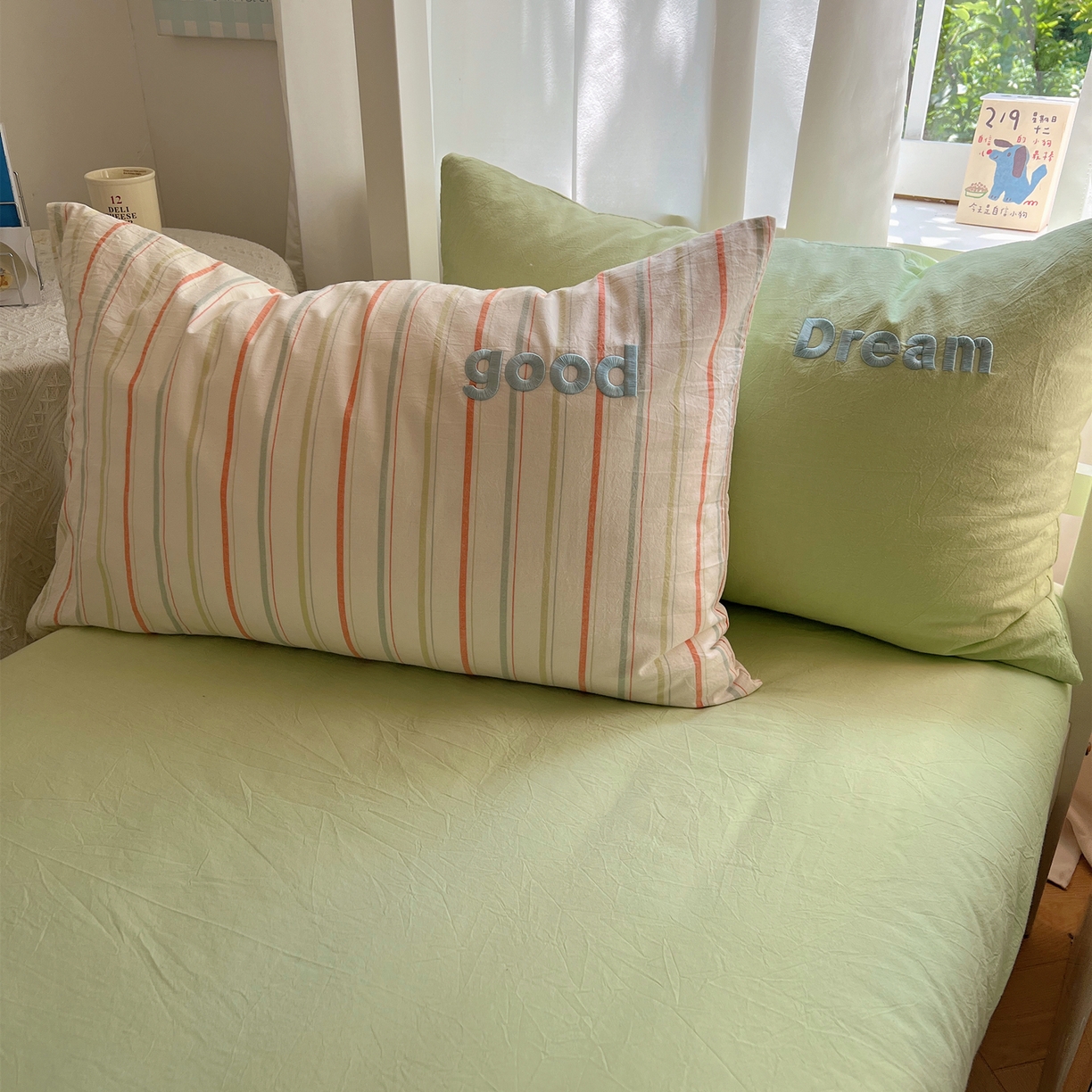 91家纺网 家纺一手货源 找家纺 （总）丽涵家纺 2025新款全棉纯棉色织水洗棉刺绣单品枕套枕套单件单枕套-常规单人款