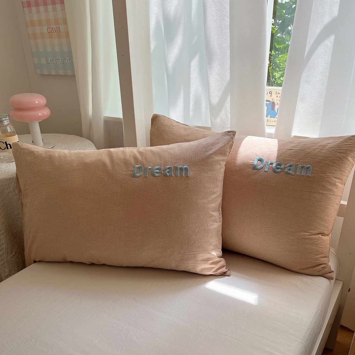 91家纺网 家纺一手货源 找家纺 （总）丽涵家纺 2025新款全棉纯棉色织水洗棉刺绣单品枕套枕套单件单枕套-常规单人款