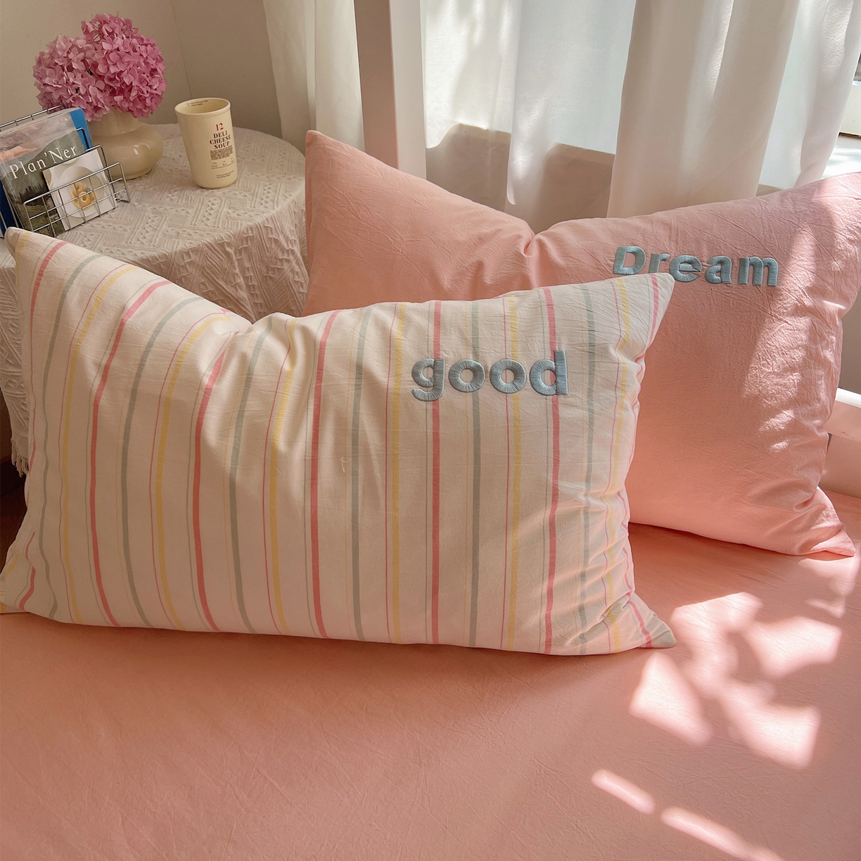 91家纺网 家纺一手货源 找家纺 （总）丽涵家纺 2025新款全棉纯棉色织水洗棉刺绣单品枕套枕套单件单枕套-常规单人款