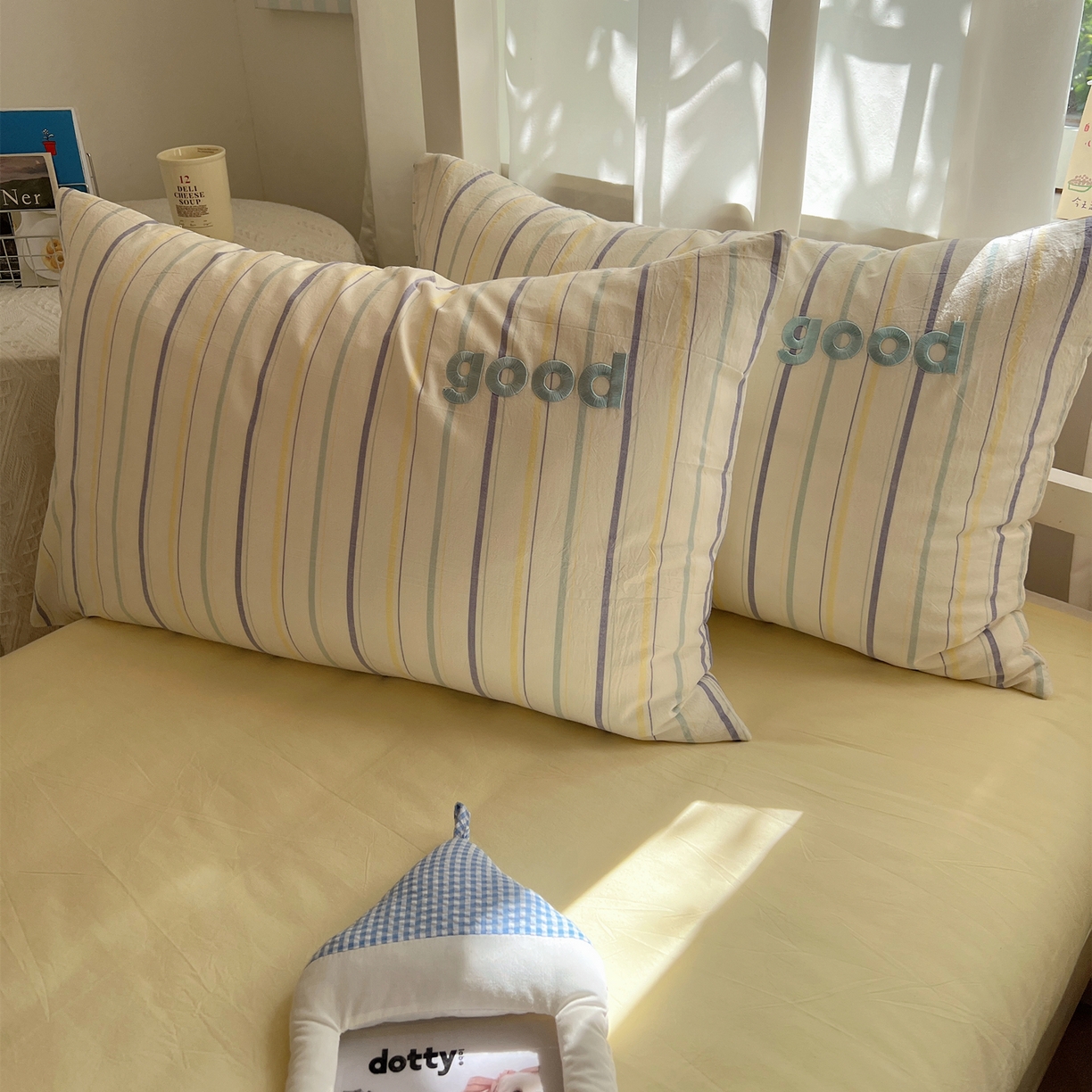 丽涵家纺 2025新款全棉纯棉色织水洗棉刺绣单品枕套枕套单件单枕套-常规单人款 韵律-紫