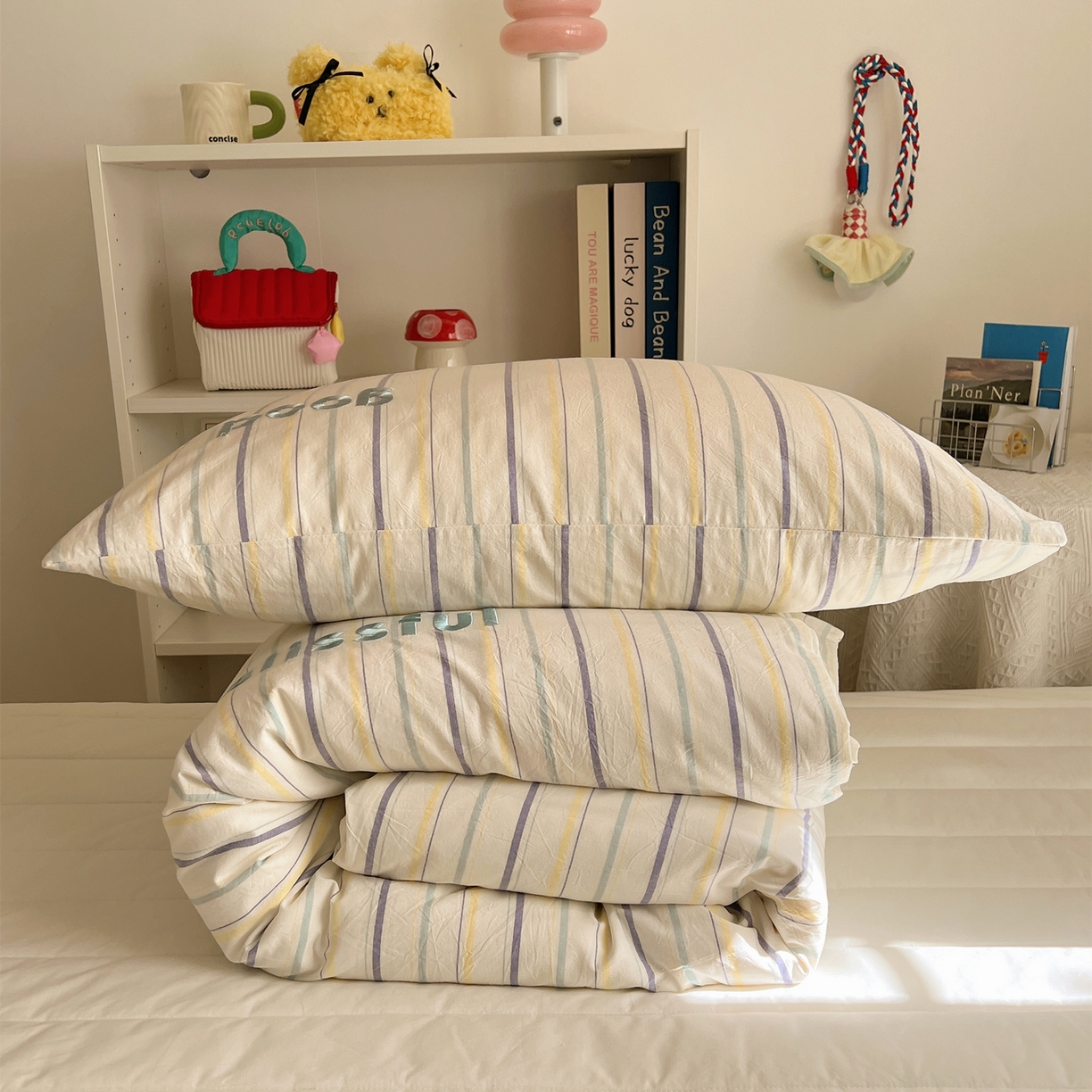 91家纺网 家纺一手货源 找家纺 丽涵家纺 2025新款全棉纯棉色织水洗棉刺绣单品枕套枕套单件单枕套-常规单人款 韵律-紫