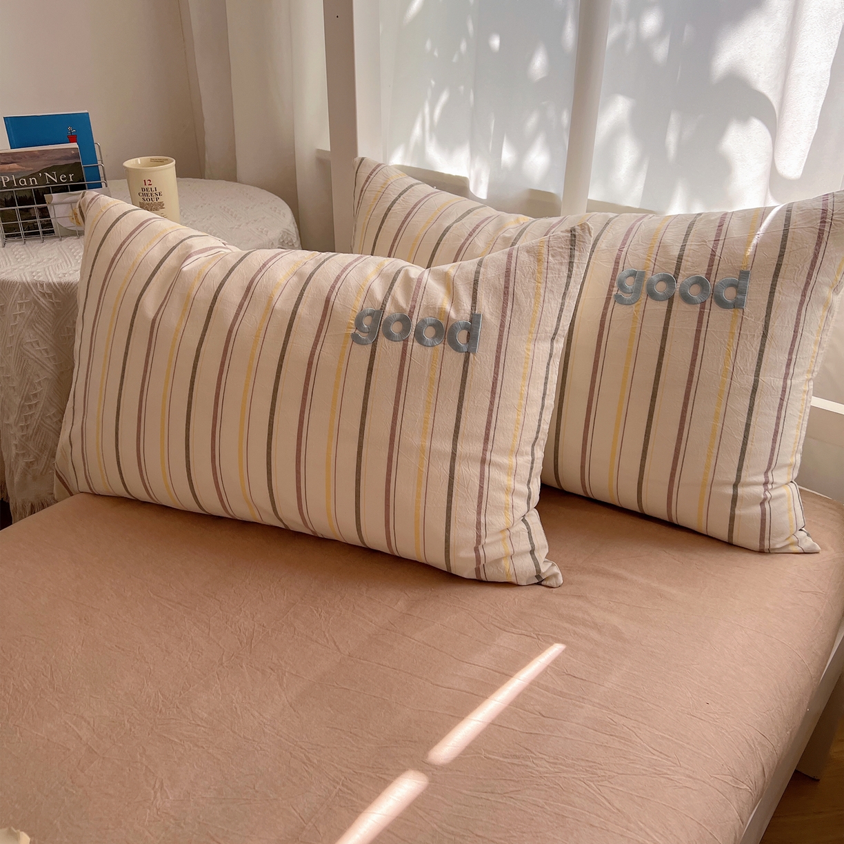 （总）丽涵家纺 2025新款全棉纯棉色织水洗棉刺绣单品枕套枕套单件单枕套-常规单人款