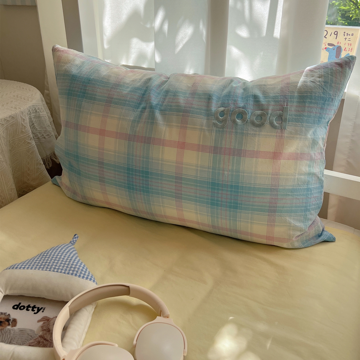 91家纺网 家纺一手货源 找家纺 丽涵家纺 2025新款全棉纯棉色织水洗棉刺绣单品枕套枕套单件单枕套-常规单人款 梦想-蓝