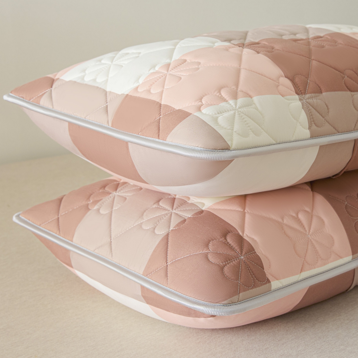 91家纺网 家纺一手货源 找家纺 芬晴家纺 2025新款A类大豆夹棉格子枕套单件单枕套防口水头油 橙大格