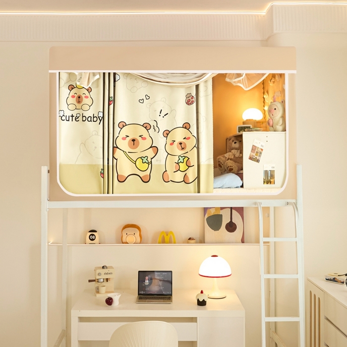 91家纺网 家纺一手货源 找家纺 世婕 2025新款高精密梭织强遮光学生宿舍卡通蚊帐 梭织-卡皮巴拉