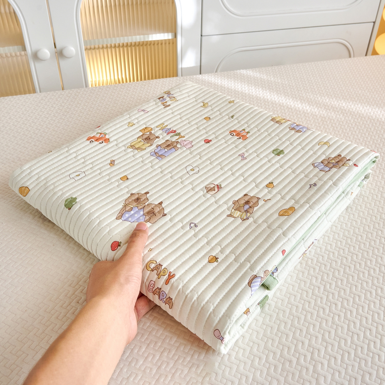 91家纺网 家纺一手货源 找家纺 X猫先生 2025小清新全棉学生床盖-新增花型 音乐卡皮