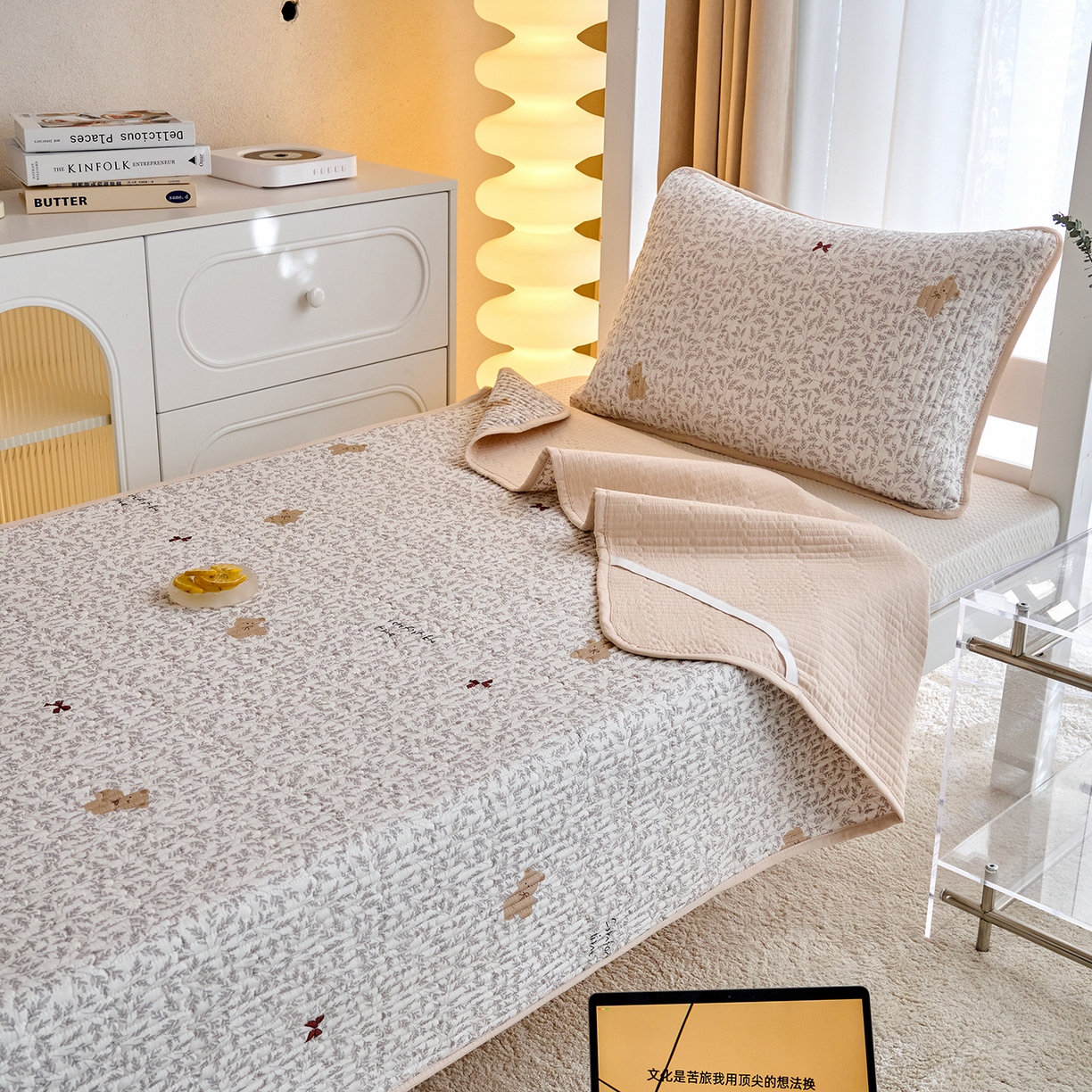 91家纺网 家纺一手货源 找家纺 X猫先生 2025小清新全棉学生床盖-新增花型 日上海岛