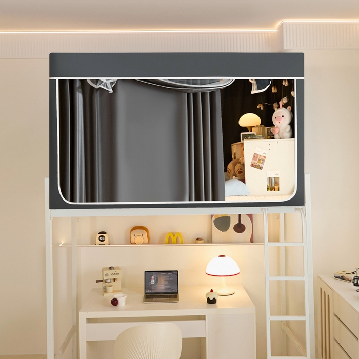 91家纺网 家纺一手货源 找家纺 世婕 2025新款高精密梭织强遮光学生宿舍卡通蚊帐 梭织-深灰