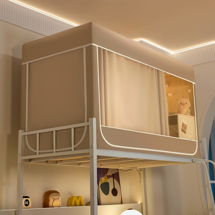 91家纺网 家纺一手货源 找家纺 世婕 2025新款高精密梭织强遮光学生宿舍卡通蚊帐 梭织-香槟