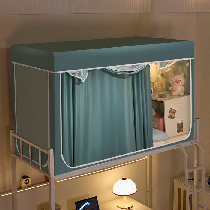 91家纺网 家纺一手货源 找家纺 世婕 2025新款高精密梭织强遮光学生宿舍卡通蚊帐 梭织-浅灰蓝