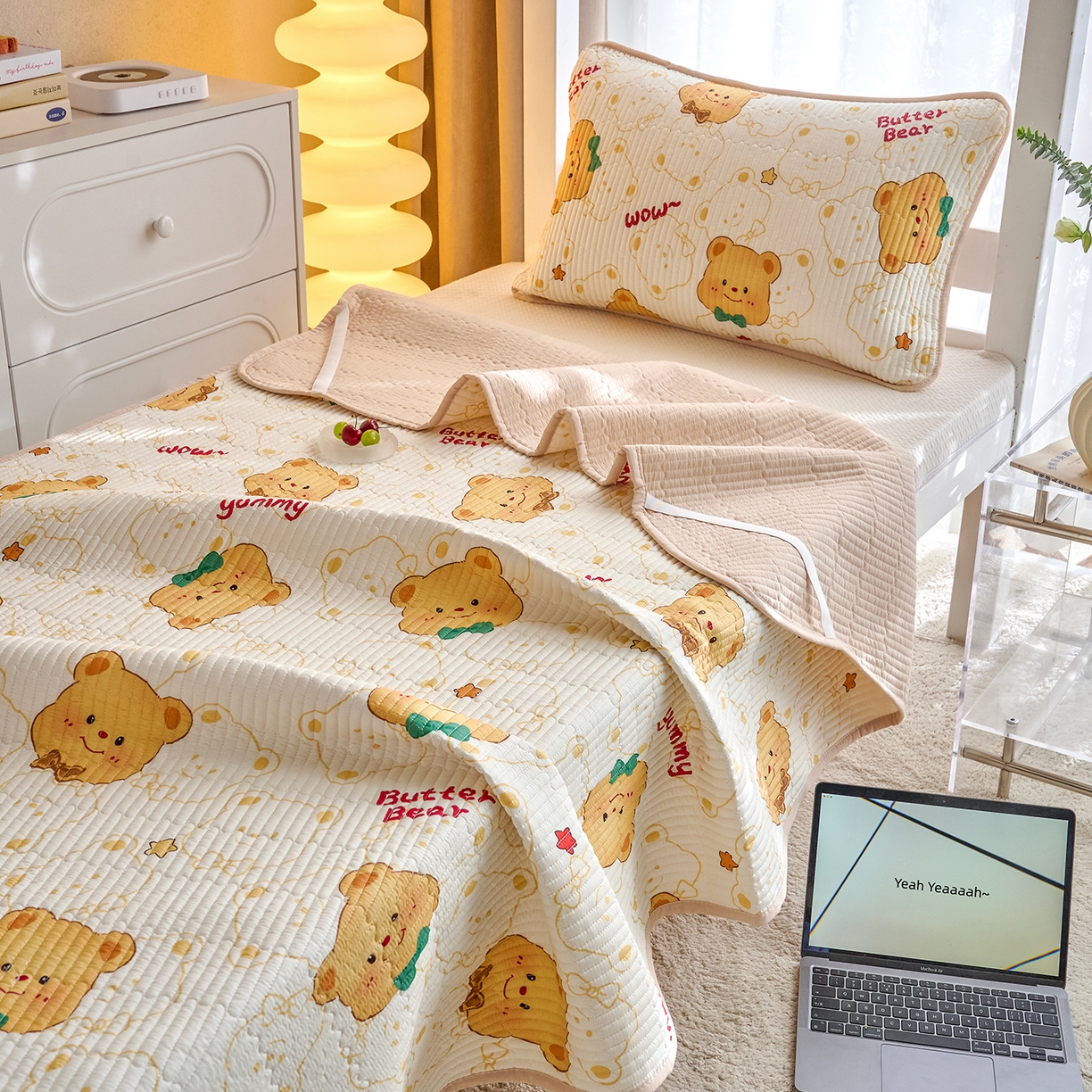 91家纺网 家纺一手货源 找家纺 X猫先生 2025小清新全棉学生床盖-新增花型 瑞迪熊