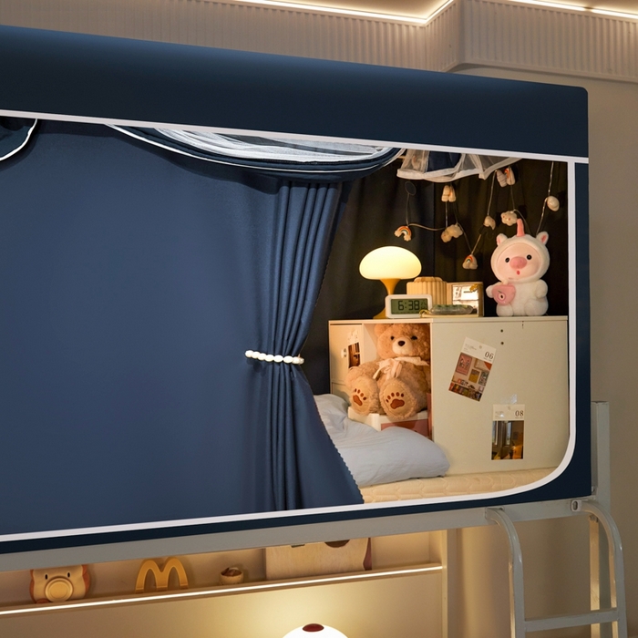 91家纺网 家纺一手货源 找家纺 世婕 2025新款高精密梭织强遮光学生宿舍卡通蚊帐 梭织-藏青