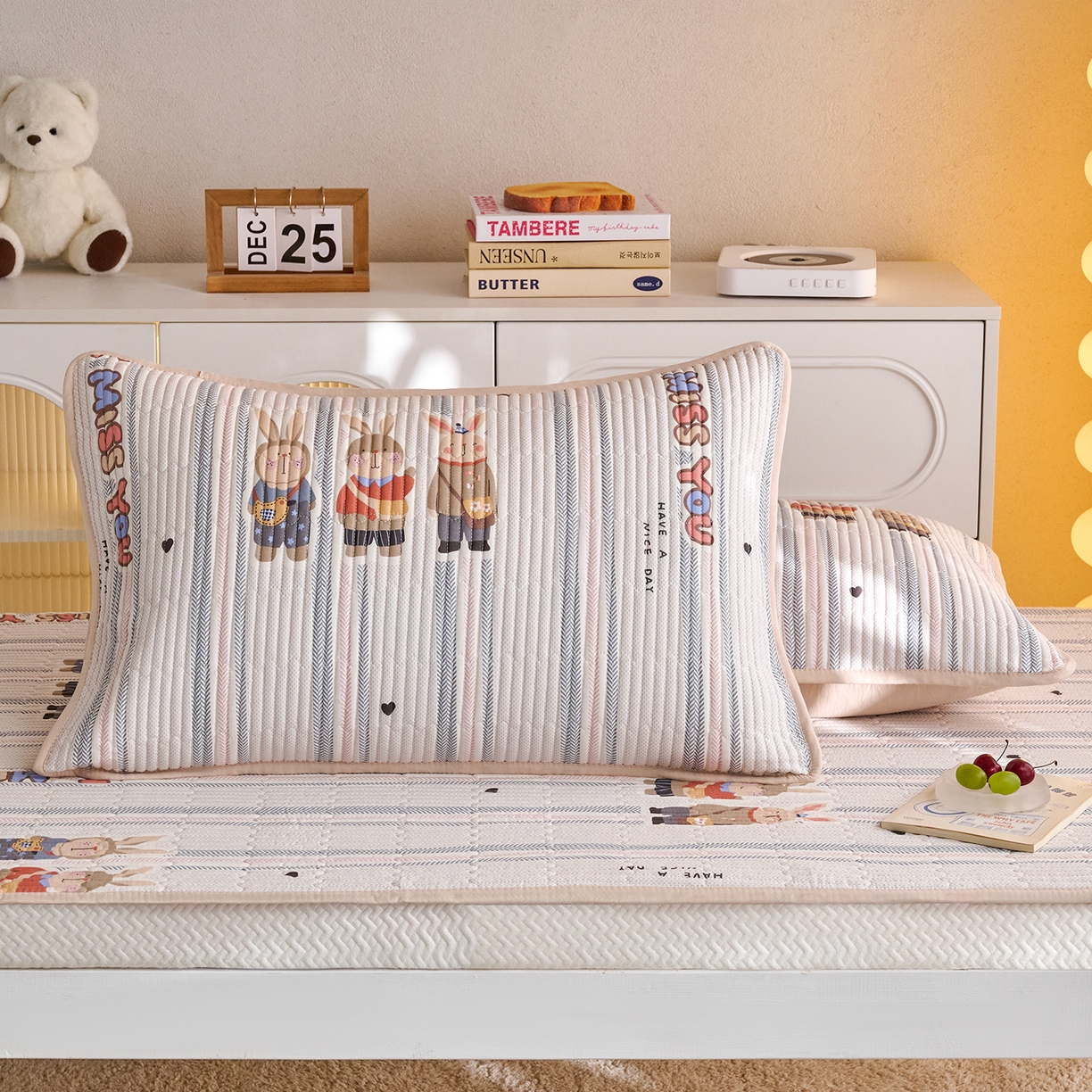 91家纺网 家纺一手货源 找家纺 X猫先生 2025小清新全棉学生床盖-新增花型 森岛精灵