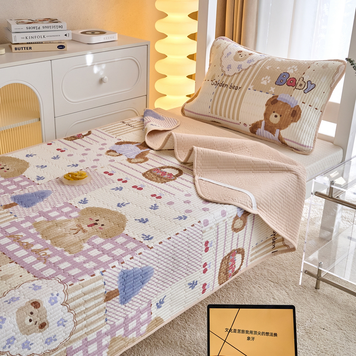 91家纺网 家纺一手货源 找家纺 X猫先生 2025小清新全棉学生床盖-新增花型 嘟嘟熊宝