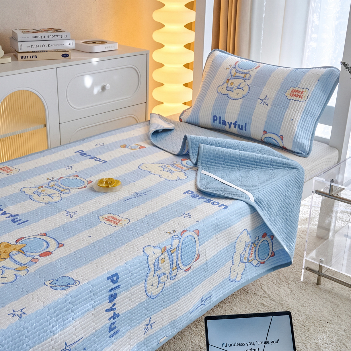 91家纺网 家纺一手货源 找家纺 X猫先生 2025小清新全棉学生床盖-新增花型 遨游星际