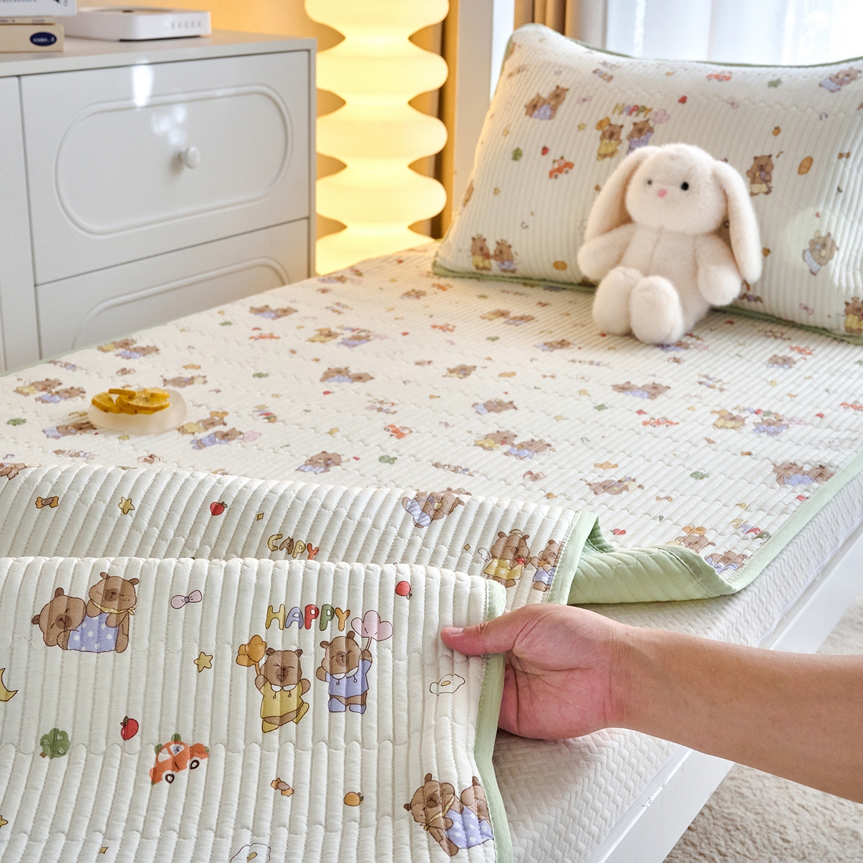 91家纺网 家纺一手货源 找家纺 X猫先生 2025小清新全棉学生床盖-新增花型 音乐卡皮