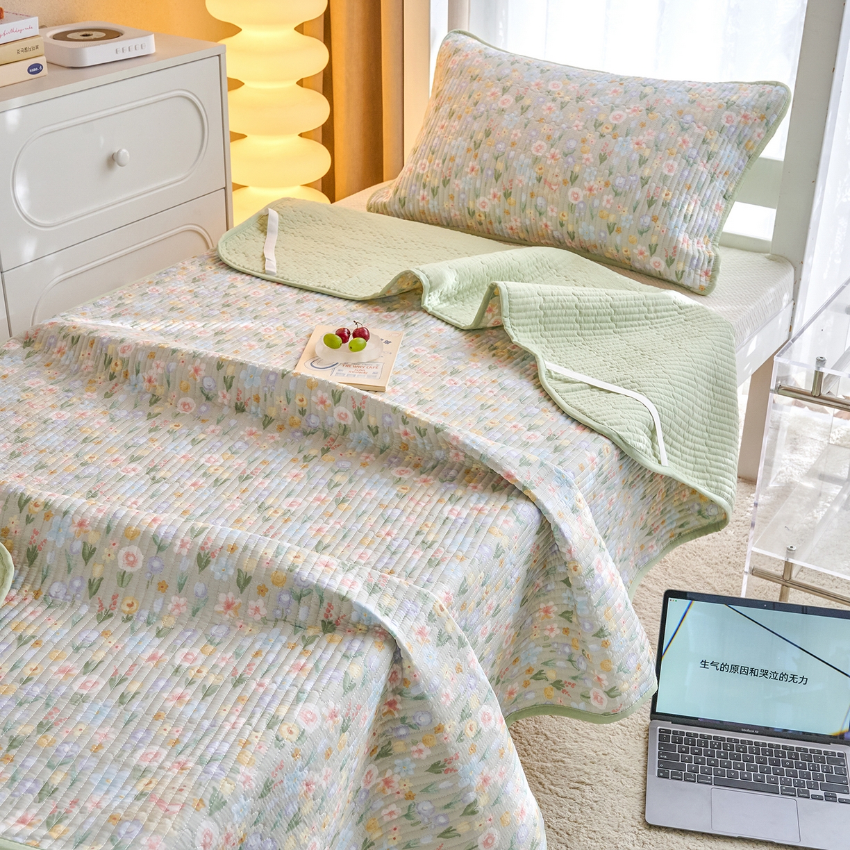 91家纺网 家纺一手货源 找家纺 X猫先生 2025小清新全棉学生床盖-新增花型 向云端