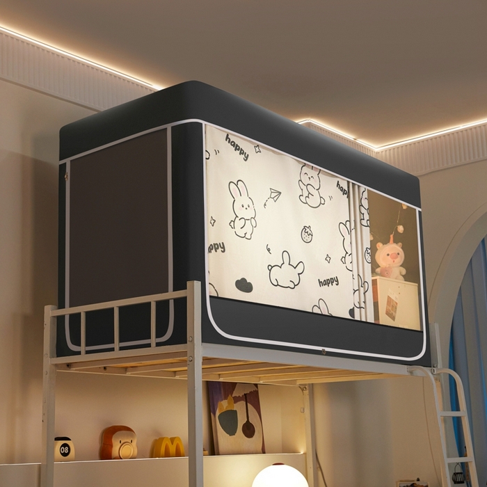 91家纺网 家纺一手货源 找家纺 世婕 2025新款高精密梭织强遮光学生宿舍卡通蚊帐 梭织-草莓兔